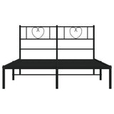 NNEVL Metal Bed Frame with Headboard Black 135x190 cm