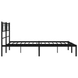 NNEVL Metal Bed Frame with Headboard Black 135x190 cm