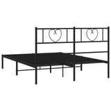 NNEVL Metal Bed Frame with Headboard Black 135x190 cm