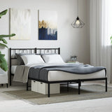 NNEVL Metal Bed Frame with Headboard Black 135x190 cm