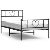 NNEVL Metal Bed Frame with Headboard and Footboard Black 107x203 cm