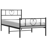 NNEVL Metal Bed Frame with Headboard and Footboard Black 107x203 cm