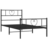 NNEVL Metal Bed Frame with Headboard and Footboard Black 107x203 cm