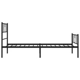 NNEVL Metal Bed Frame with Headboard and Footboard Black 107x203 cm