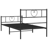 NNEVL Metal Bed Frame with Headboard and Footboard Black 107x203 cm
