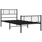 NNEVL Metal Bed Frame with Headboard and Footboard Black 107x203 cm