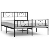 NNEVL Metal Bed Frame with Headboard and Footboard Black 150x200 cm