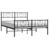 NNEVL Metal Bed Frame with Headboard and Footboard Black 150x200 cm
