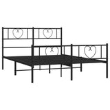 NNEVL Metal Bed Frame with Headboard and Footboard Black 150x200 cm
