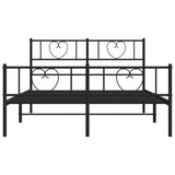 NNEVL Metal Bed Frame with Headboard and Footboard Black 150x200 cm