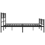 NNEVL Metal Bed Frame with Headboard and Footboard Black 150x200 cm