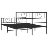 NNEVL Metal Bed Frame with Headboard and Footboard Black 150x200 cm