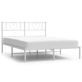 NNEVL Metal Bed Frame with Headboard White 135x190 cm