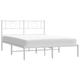 NNEVL Metal Bed Frame with Headboard White 135x190 cm