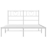 NNEVL Metal Bed Frame with Headboard White 135x190 cm