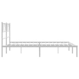 NNEVL Metal Bed Frame with Headboard White 135x190 cm