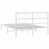 NNEVL Metal Bed Frame with Headboard White 135x190 cm