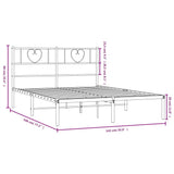 NNEVL Metal Bed Frame with Headboard White 135x190 cm
