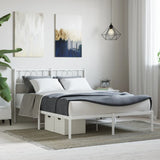 NNEVL Metal Bed Frame with Headboard White 135x190 cm