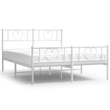 NNEVL Metal Bed Frame with Headboard and Footboard White 150x200 cm
