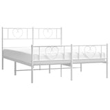 NNEVL Metal Bed Frame with Headboard and Footboard White 150x200 cm