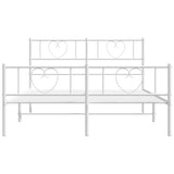 NNEVL Metal Bed Frame with Headboard and Footboard White 150x200 cm
