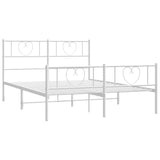 NNEVL Metal Bed Frame with Headboard and Footboard White 150x200 cm
