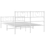 NNEVL Metal Bed Frame with Headboard and Footboard White 150x200 cm