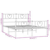 NNEVL Metal Bed Frame with Headboard and Footboard White 150x200 cm