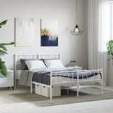 NNEVL Metal Bed Frame with Headboard and Footboard White 150x200 cm