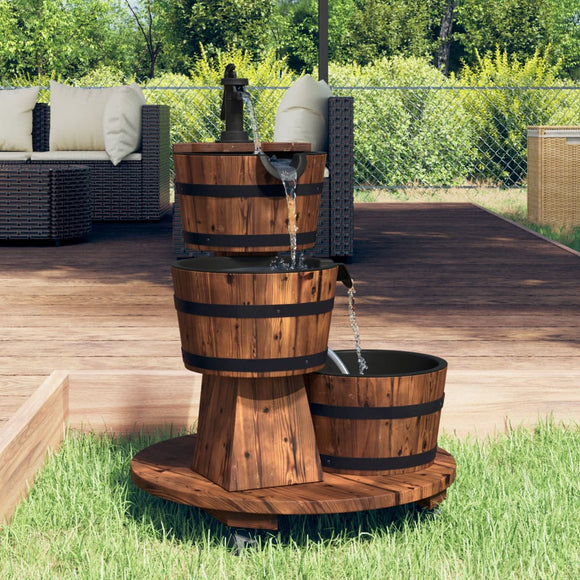 NNEVL Wheeled Water Fountain with Pump 55x55x80 cm Solid Wood Fir