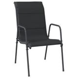 NNEVL 9 Piece Garden Dining Set Black Steel and Textilene