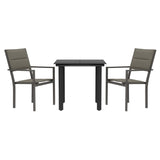 NNEVL 3 Piece Garden Dining Set Black Steel and Textilene