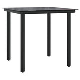 NNEVL 3 Piece Garden Dining Set Black Steel and Textilene