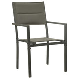 NNEVL 5 Piece Garden Dining Set Black Steel and Textilene