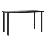 NNEVL 5 Piece Garden Dining Set Black Steel and Textilene