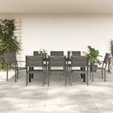 NNEVL 5 Piece Garden Dining Set Black Steel and Textilene