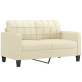 NNEVL 2-Seater Sofa with Throw Pillows Cream 140 cm Faux Leather