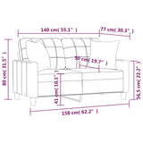 NNEVL 2-Seater Sofa with Throw Pillows Cream 140 cm Faux Leather
