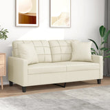 NNEVL 2-Seater Sofa with Throw Pillows Cream 140 cm Faux Leather