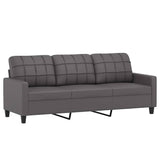 NNEVL 3-Seater Sofa with Throw Pillows Grey 180 cm Faux Leather