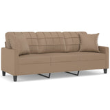 NNEVL 3-Seater Sofa with Throw Pillows Cappuccino 180 cm Faux Leather