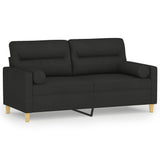 NNEVL 2-Seater Sofa with Throw Pillows Black 140 cm Fabric