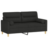 NNEVL 2-Seater Sofa with Throw Pillows Black 140 cm Fabric