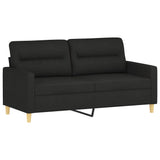 NNEVL 2-Seater Sofa with Throw Pillows Black 140 cm Fabric