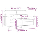 NNEVL 2-Seater Sofa with Throw Pillows Black 140 cm Fabric