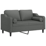NNEVL 2-Seater Sofa with Throw Pillows Dark Grey 120 cm Fabric