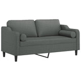 NNEVL 2-Seater Sofa with Throw Pillows Dark Grey 140 cm Fabric