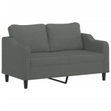 NNEVL 2-Seater Sofa with Throw Pillows Dark Grey 140 cm Fabric