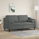 NNEVL 2-Seater Sofa with Throw Pillows Dark Grey 140 cm Fabric